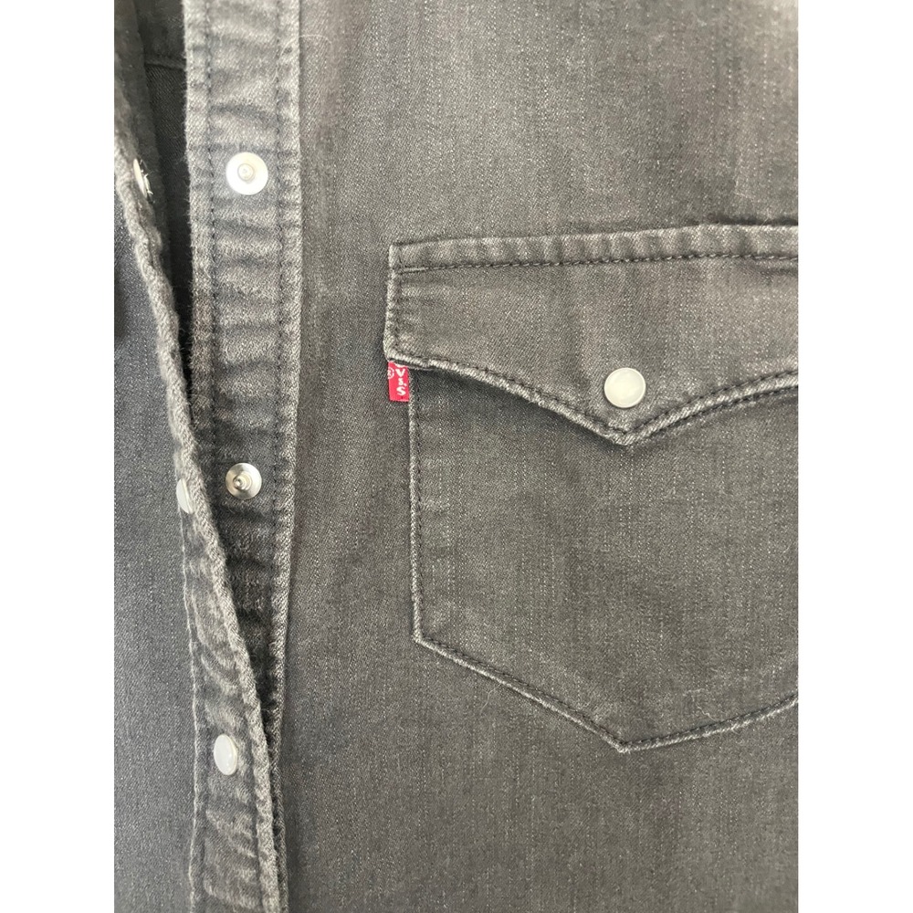 Levi's Denim Vintage Black Pearl Snap Western Shirt - Picture 2 of 8